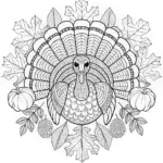 Intricate Thanksgiving Turkey with Fall Leaves