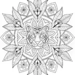 Intricate Tiger Mandala Coloring Page