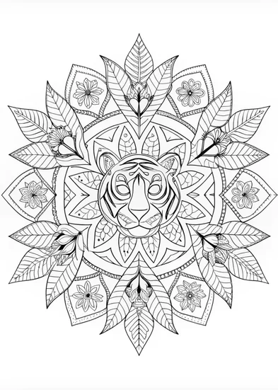 A coloring page of Intricate Tiger Mandala Coloring Page