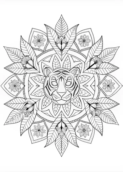 A coloring page of Intricate Tiger Mandala Coloring Page
