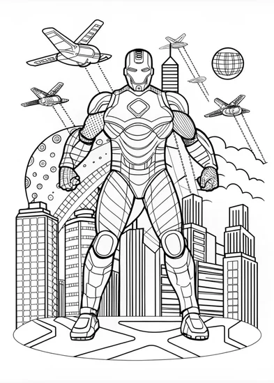 A coloring page of Iron Man Coloring Page Adventure