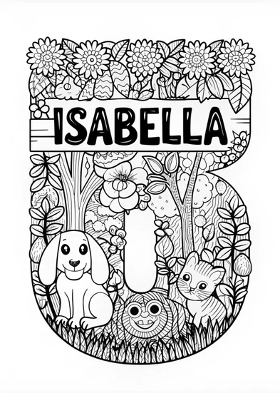 A coloring page of Isabella Name Coloring Page