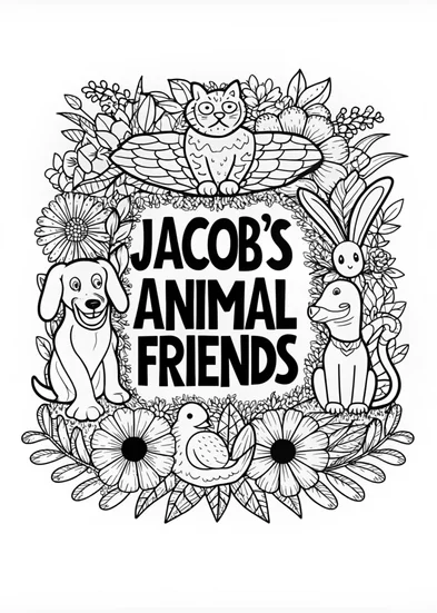 A coloring page of Jungle Fun with Leo the Lion