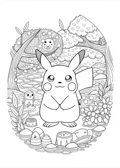 A coloring page of Jealous Pikachu