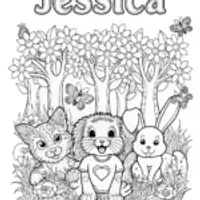 Jessica’s delightful animal pals coloring page