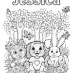 Jessica’s delightful animal pals coloring page
