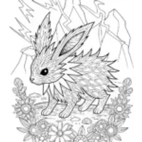 Jolteon in the Mountains Coloring Page