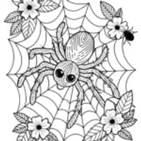 Spider Crawling in Front of Mountains Coloring Page
