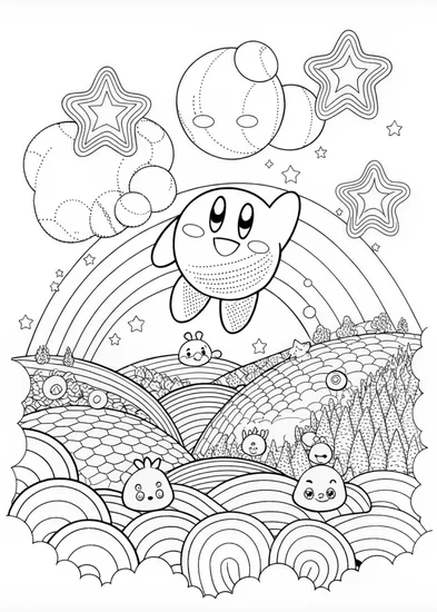 A coloring page of Waddle Dee Adventure Coloring Page