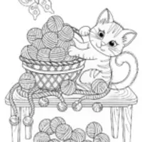 Kitty with Yarn: A Fun Coloring Adventure
