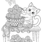 Kitty with Yarn: A Fun Coloring Adventure