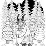 Krampus in the Wilderness Coloring Page