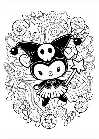 A coloring page of Pikachu in a Cute Costume Coloring Page