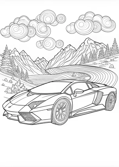 A coloring page of Supercar Coloring Fun: Lamborghini Edition