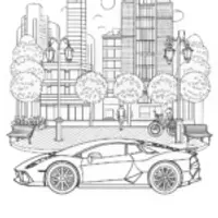 Lamborghini in the City: An Urban Coloring Adventure