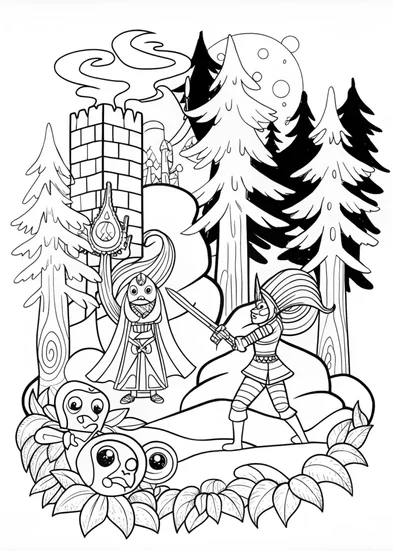 A coloring page of Battle-Ready Warriors Unite