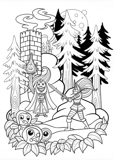 A coloring page of Battle-Ready Warriors Unite
