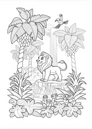 A coloring page of Leo the Little Lion King
