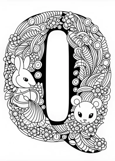 A coloring page of Letter Q Fun Coloring Page