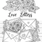 Love Letters and Roses Coloring Page