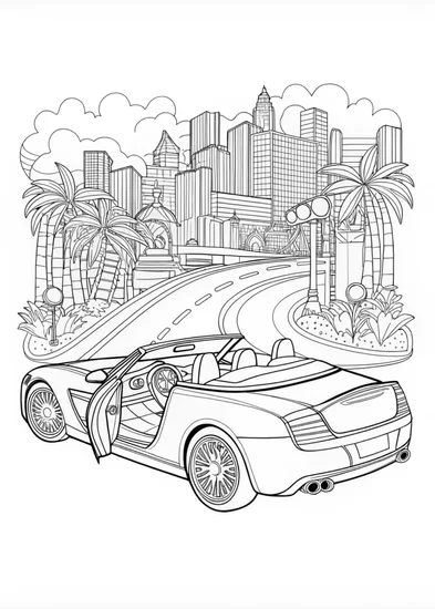 A coloring page of Luxury Sports Car Coloring Page