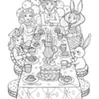 Mad Hatter’s Whimsical Tea Party Coloring Page