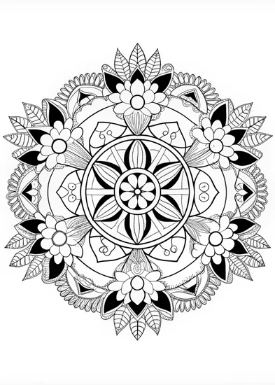A coloring page of Mandala Bliss Coloring Page