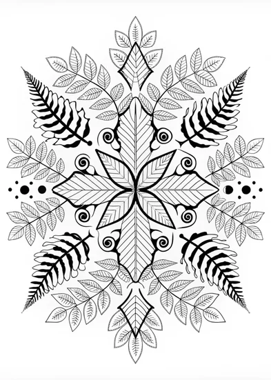 A coloring page of Mandala Fern Coloring Page