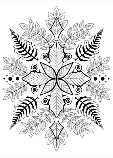 A coloring page of Mandala Fern Coloring Page