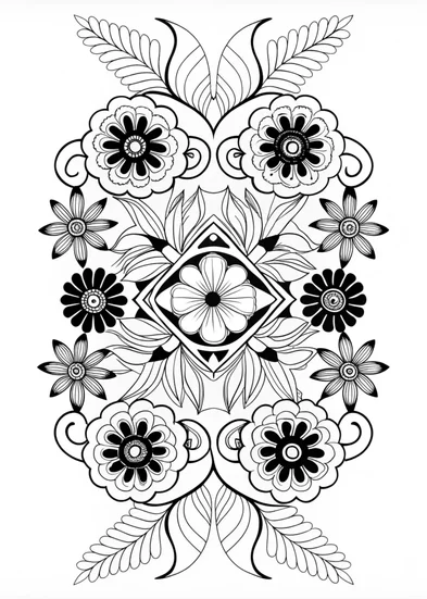 A coloring page of Mandala Floral Art Coloring Page