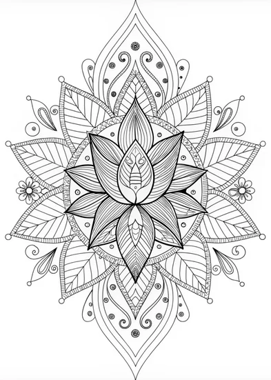 A coloring page of Mandala Lotus Bloom Coloring Page