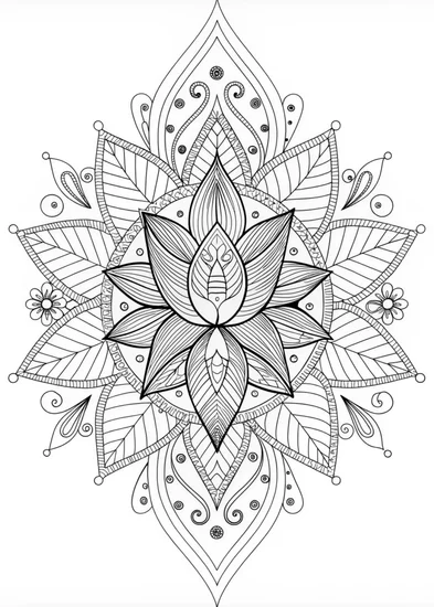 A coloring page of Mandala Lotus Bloom Coloring Page