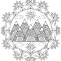 Mandala Mountains Coloring Page