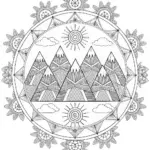 Mandala Mountains Coloring Page