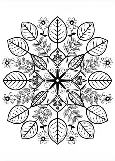 A coloring page of Mandala of Leaves Coloring Page