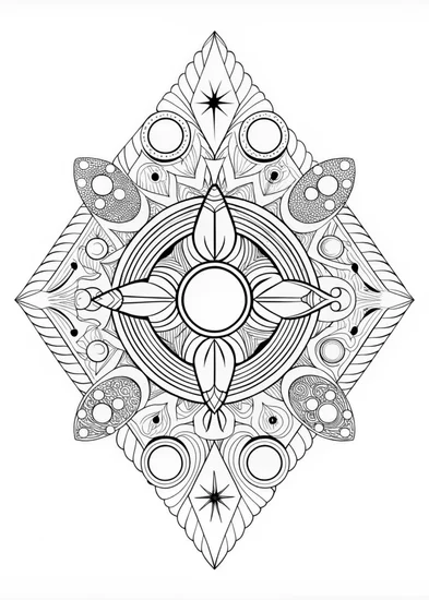 A coloring page of Mandala of the Universe