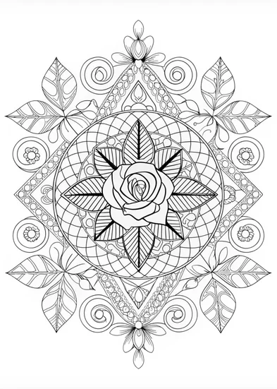 A coloring page of Mandala Rose Coloring Page