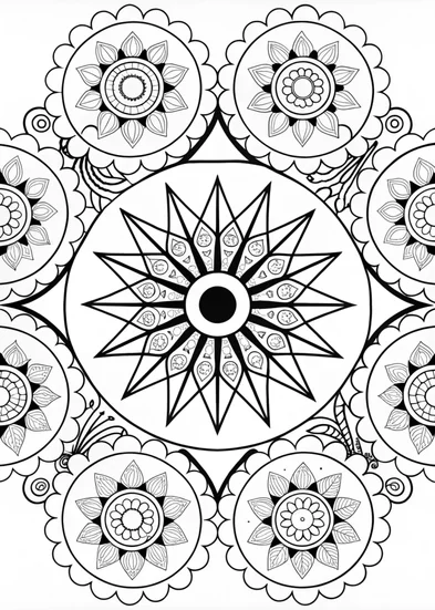 A coloring page of Mandala Sunburst Coloring Page