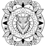 Mandala Wolf Coloring Page