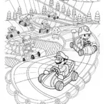 Mario on a Go-Kart Adventure Coloring Page