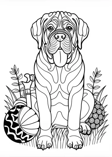 A coloring page of Gentle Giant: A Mastiff Coloring Page