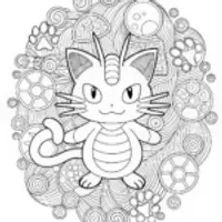 Meowth’s Adventure in the Mountains Coloring Page