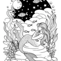 Mermaid Dreaming Under the Starry Sky
