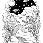 Mermaid Dreaming Under the Starry Sky