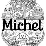 “Michel’s Animal Friends Coloring Page”