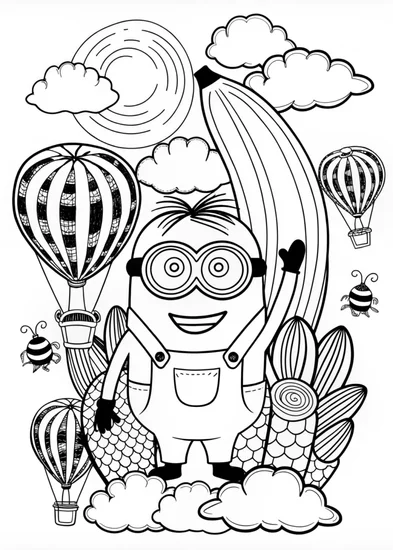A coloring page of Bob the Minion Coloring Fun