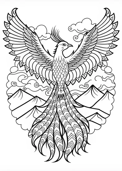 A coloring page of Lugia Takes Flight Over Mountains Coloring Page