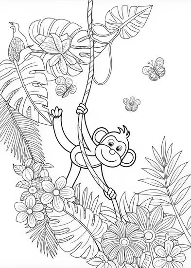 A coloring page of Monkey Smiling Coloring Page