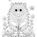 Monster Holding a Flower Coloring Page