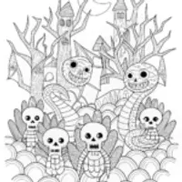 Monstrous Skeletons: Nightmarish Creatures Coloring Page